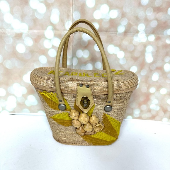 Bags 196s Straw Box Purse With Grapes Design Poshmark